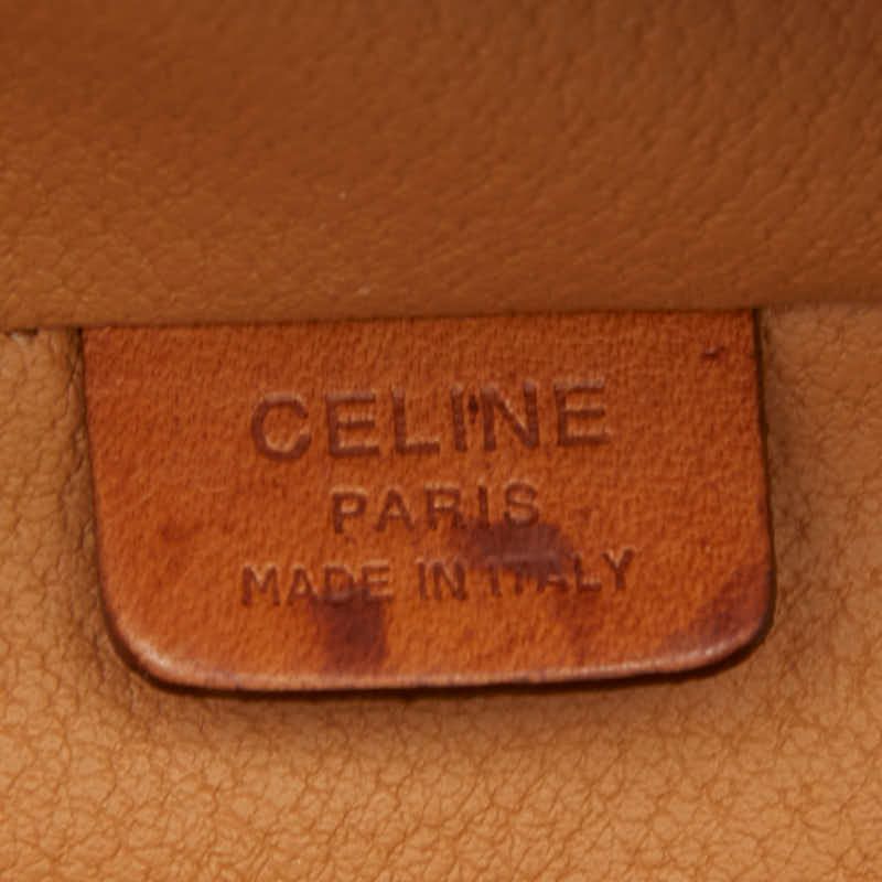 Celine Macadam Vanity Bag Handbag Brown PVC Leather Women Celine