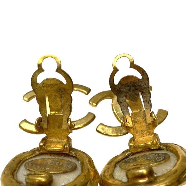 Chanel Coco Mark 93P Faux Pearl Gold Branded Accessories Earrings Ladies