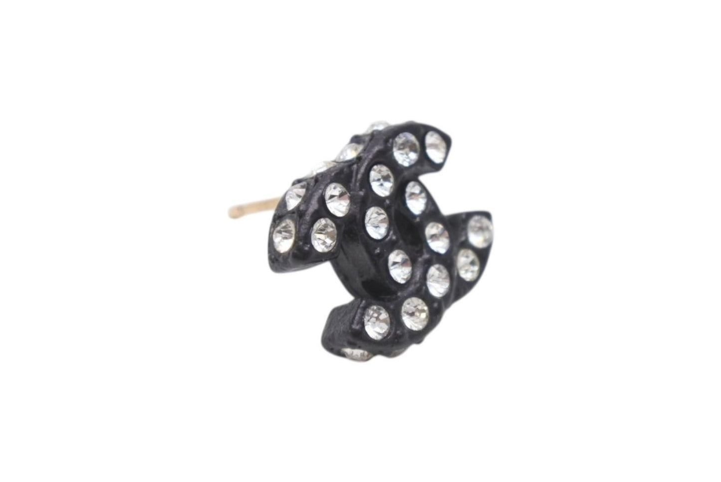 Chanel CC Logo Earrings 02 Rhinestone Black — view 6