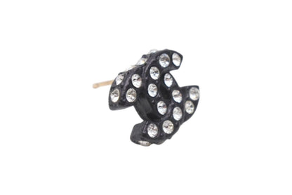 Chanel CC Logo Earrings 02 Rhinestone Black — view 6