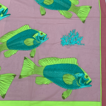 Hermes Fish Sakana Large Scarf Shawl Scarf Pink