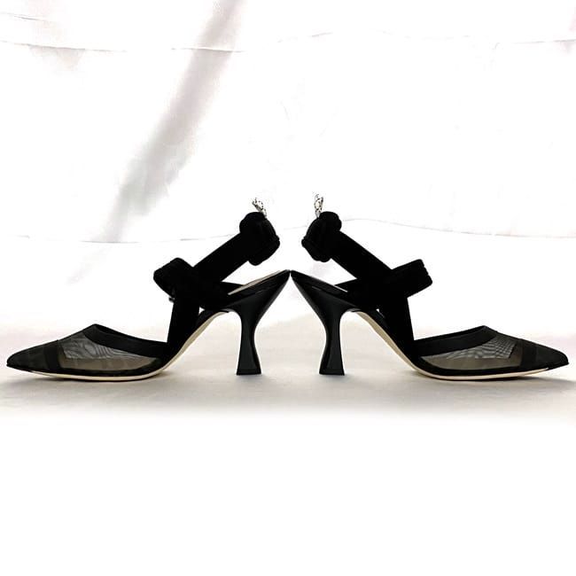 Fendi Mesh Suring Back Shoes High Heel Black