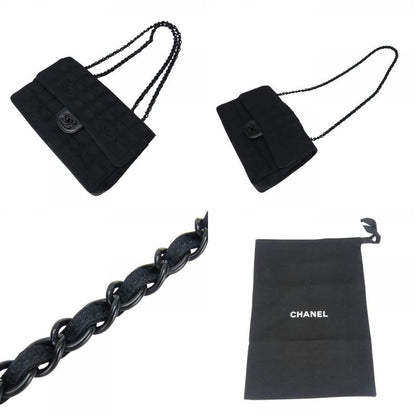 Chanel Shoulder Bag New Travel Line Jacquard Nylon Black Coco Mark 7th Shoulder