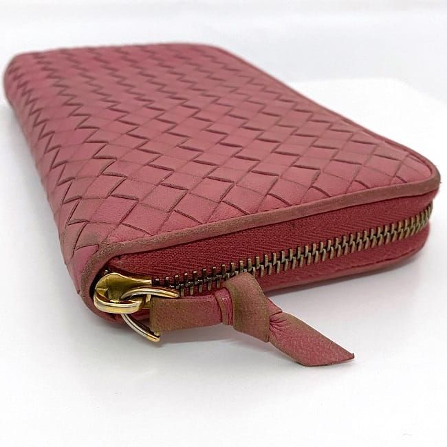 Bottega Veneta Round Zipper Long Wallet Ec21014 Pink