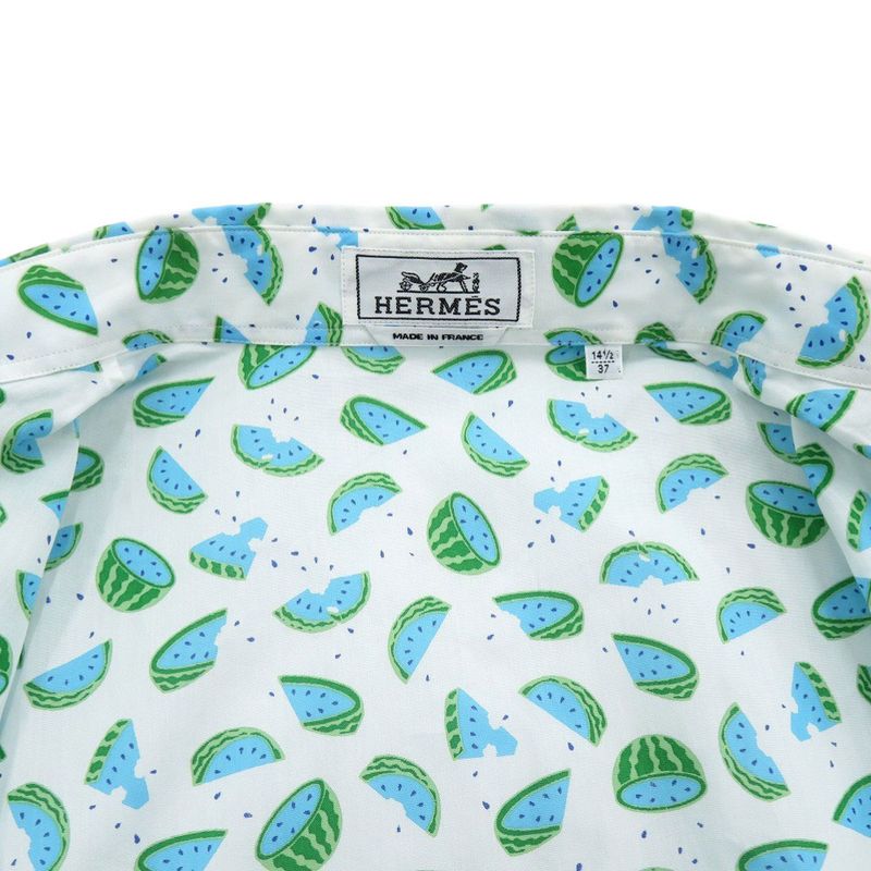 Hermes Watermelon Pattern Size 37 Cotton Multicolor Long Sleeve Shirt 1672