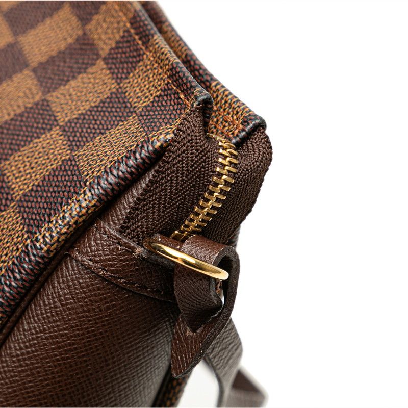 Louis Vuitton Damier Trousse Makeup Mini Handbag Pouch N51982 Brown PVC Leather
