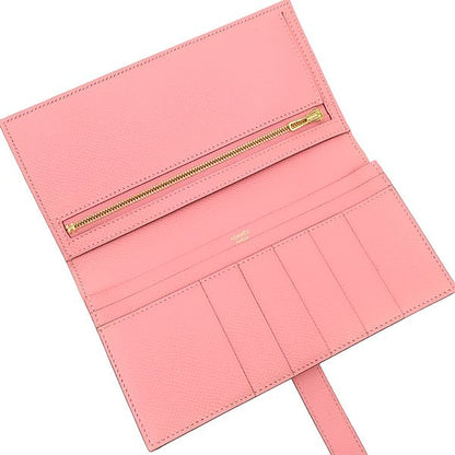 Hermes Long Wallet Bearn Souffle Vaux Epson Rose Confetti Gold Hardware Bifold