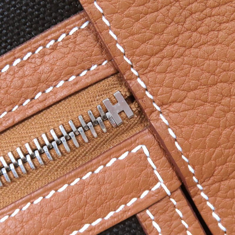 Hermes Garden Party Pocket Vertical Toile Military/negonda Serie Button Tote