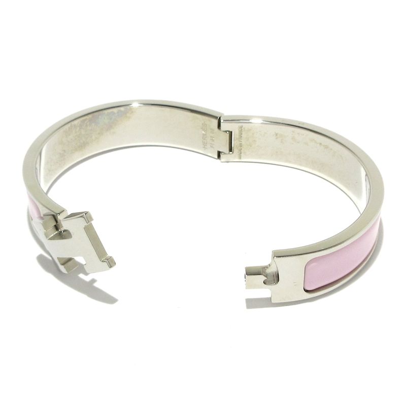 Hermes Bangle Click H Silver X Light Pink