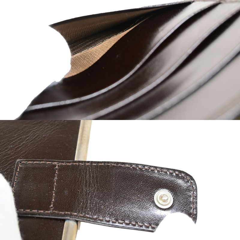 Fendi Bifold Wallet Zucca Pattern Clasp Leather 09bs116