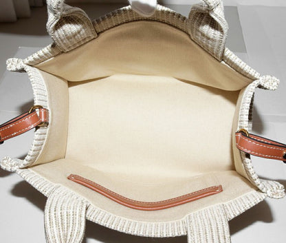 Celine Hand Tote Shoulder Bag Small Cabas Tais Canvas X Calfskin Beige X Ivory