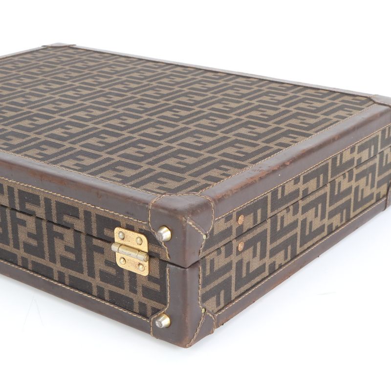 Vintage Fendi Zucca Leather Attache Case Hard Case Business Briefcase Business