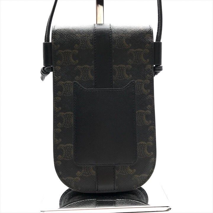 Celine Macadam Triomphe Phone Pouch Shoulder Bag Black Purse
