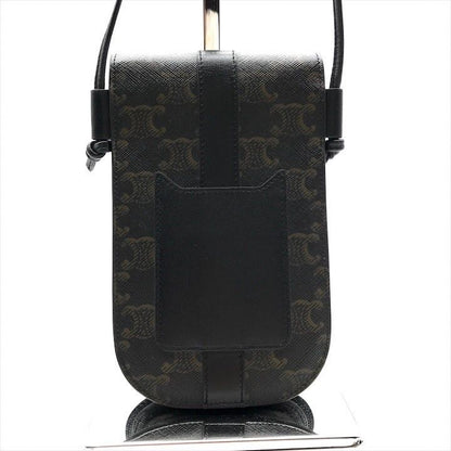 Celine Macadam Triomphe Phone Pouch Shoulder Bag Black Purse