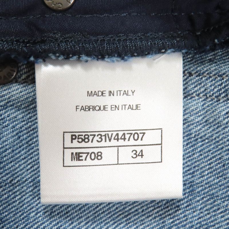 CHANEL P58731v44707 100% Cotton Short Denim Pants With Coco Mark Button Indigo