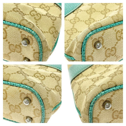 Gucci 113015 and 001013 GG Canvas Tote Bag Beige Green 370296 Tote Bag
