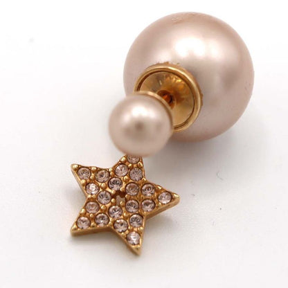 Christian DIOR Earrings Tribal Earrings CD Logo Faux Pearl Rhinestone Star