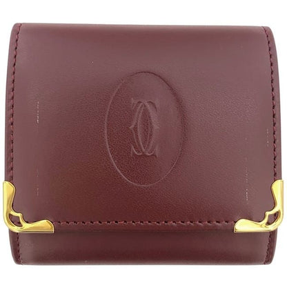 Cartier Coin Case Bordeaux Must Excellent Condition Coin Purse Leather Preowned