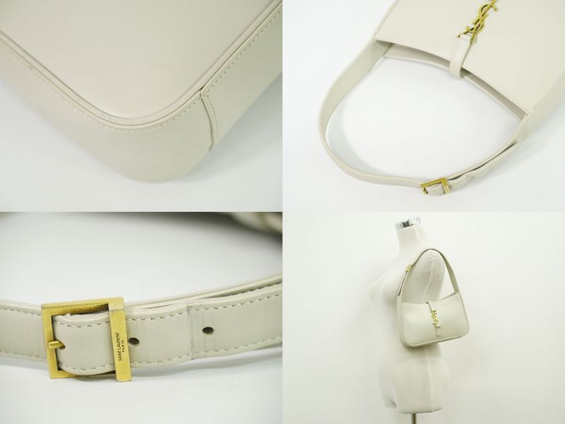 Authentic Saint Laurent Le Saint Cassette Shoulder Bag Leather Ivory 657228 Bag