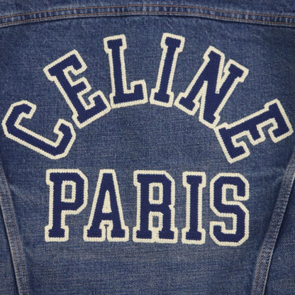 Celine 2q493365m Trucker Jacket 100% Cotton Back Logo Triomphe Button Collar