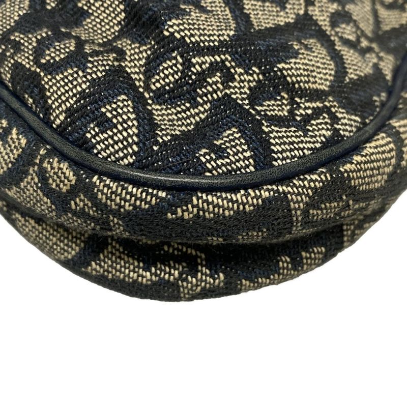 Dior/christian Dior Handbag Saddle Pouch Navy And Ivory Leather