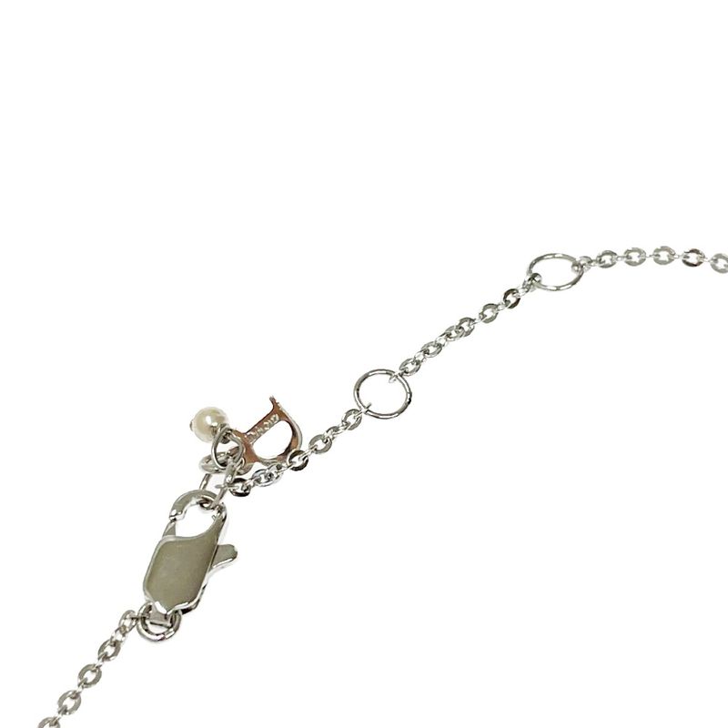 Dior Metal Faux Pearl Heart Dior Logo Bracelet Silver 318946 Bracelet
