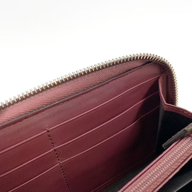 Gucci GG Blooms Round Zipper Leather X PVC Beige Wallet Silver