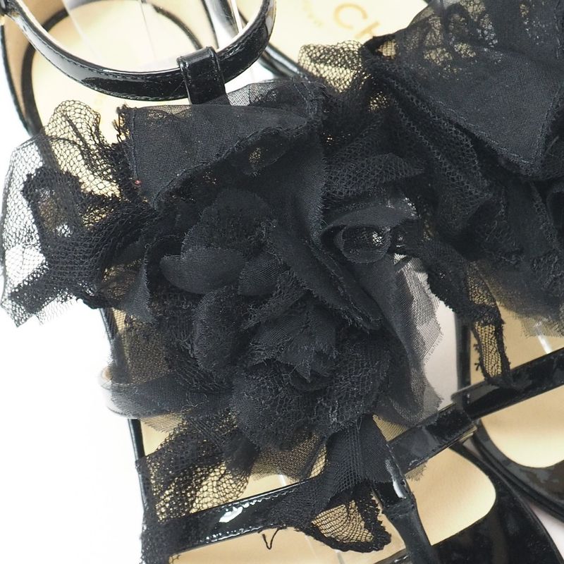 Chanel Sandals Size 35.5 Lace Shoes Ankle Strap Thong Sandals Mules CC Logo