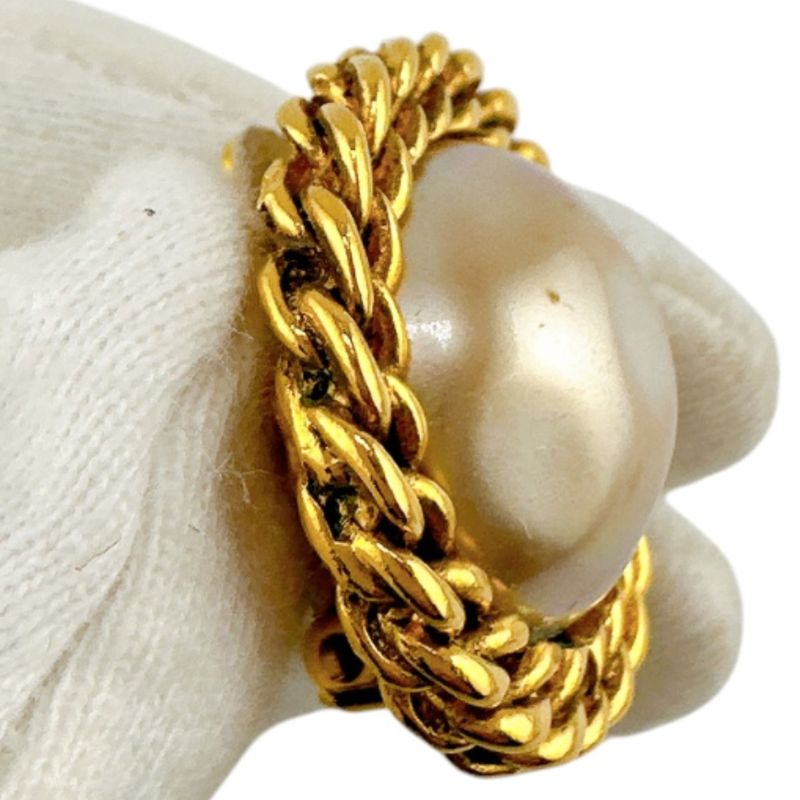 Chanel Vintage Faux Pearl Earrings Chanel Gold With Box