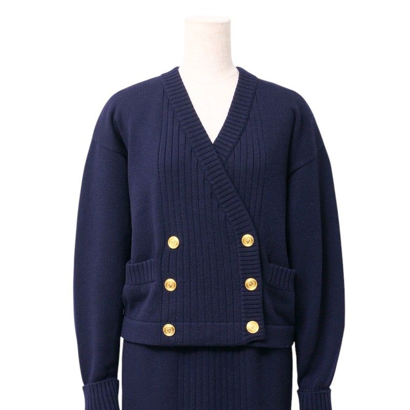 Chanel Vintage Skirt Setup Size 38 Knit Cardigan Knit Tight Skirt COCO Chanel