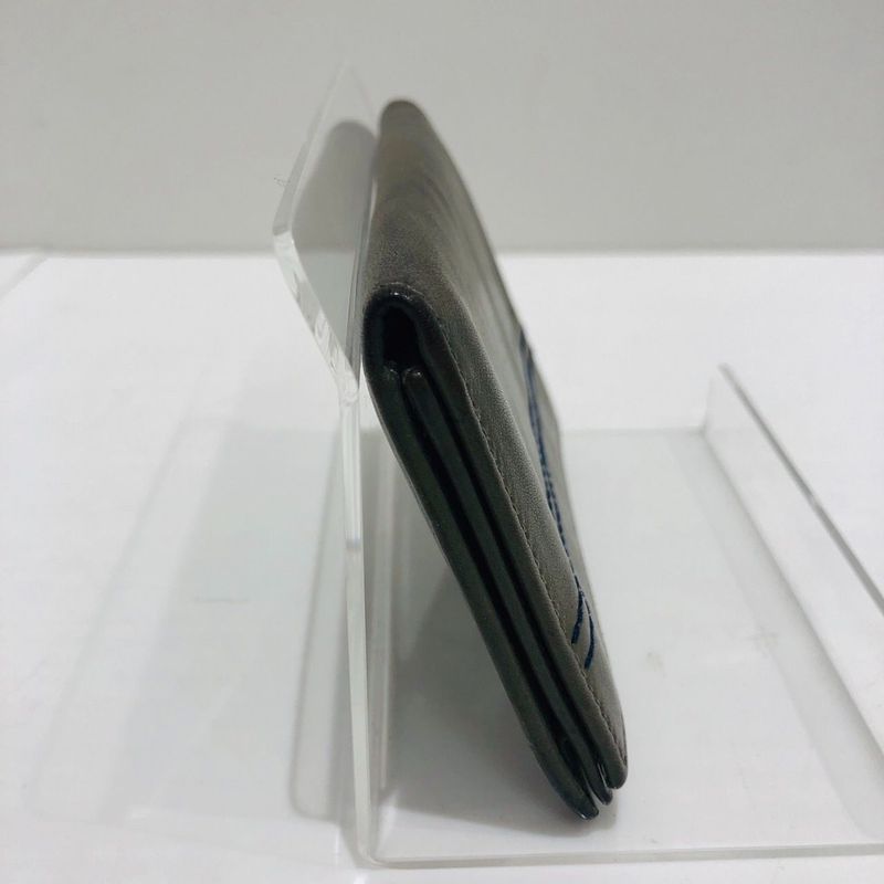 Bvlgari Bvlgari Business Card Holder Olive Leather Men's Preowned 005667