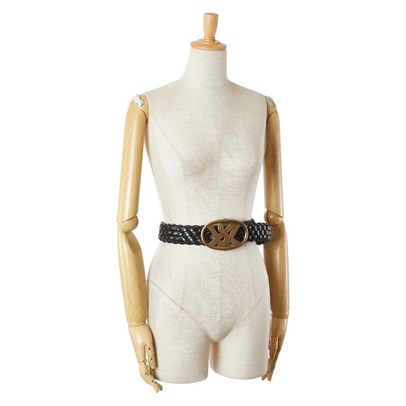 Saint Laurent YSL Logo Buckle Belt Size: 95/38 141516 Black Gold Leather Plated