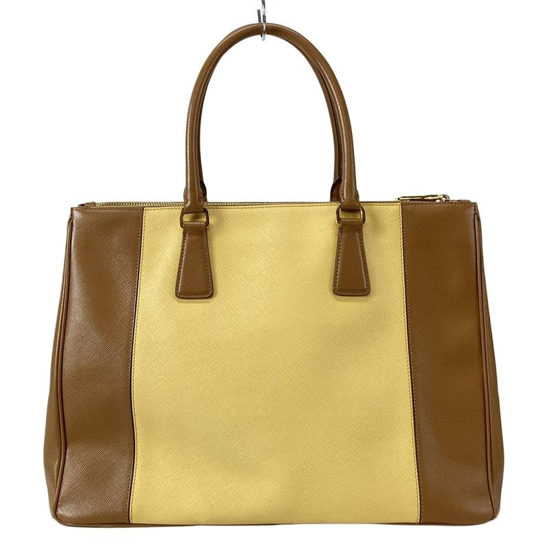 Prada Tote Bag Galleria Large Bag (ladies) Yellow And Brown Leather