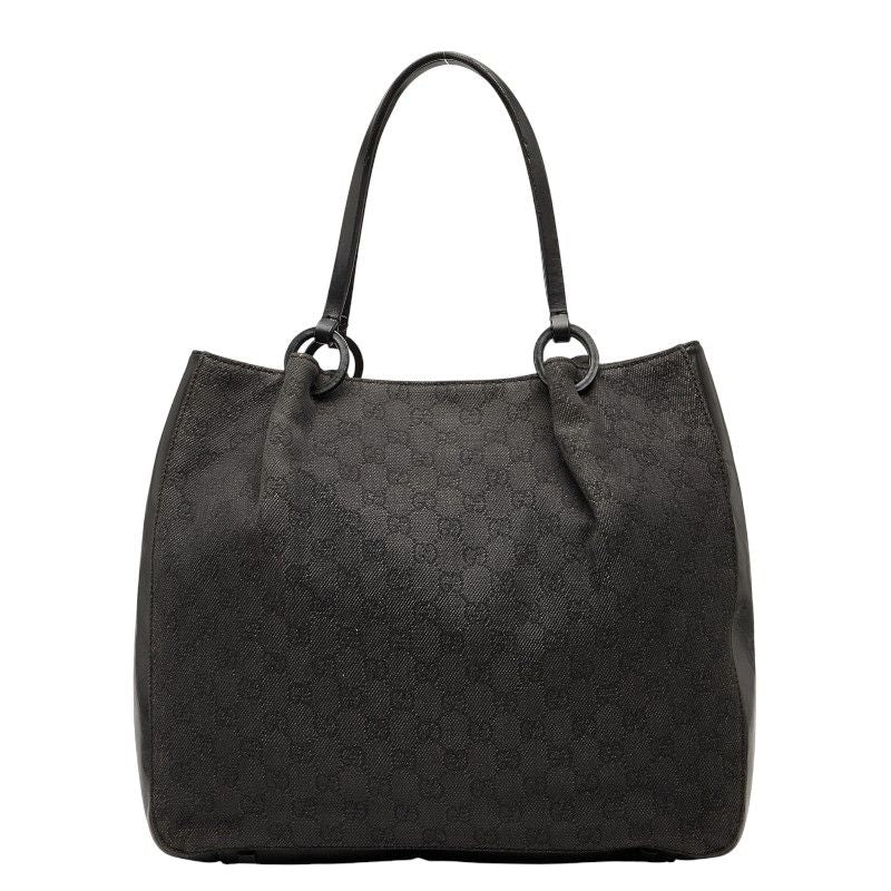 Gucci GG Canvas Tote Handbag 1019220 Black Canvas Leather Ladies Gucci