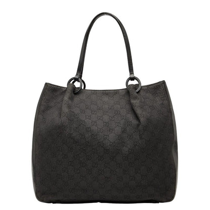 Gucci GG Canvas Tote Handbag 1019220 Black Canvas Leather Ladies Gucci