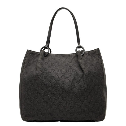 Gucci GG Canvas Tote Handbag 1019220 Black Canvas Leather Ladies Gucci