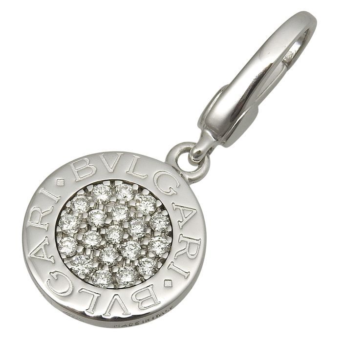 Bvlgari Diamond Pendant Top 18K White Gold 750 White Gold Diamond Charm