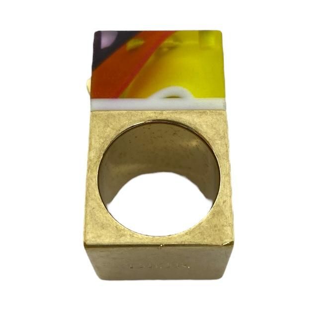 Christian DIOR Sorbet Ring Accessories CD Logo Metal Plastic Yellow Gold [size