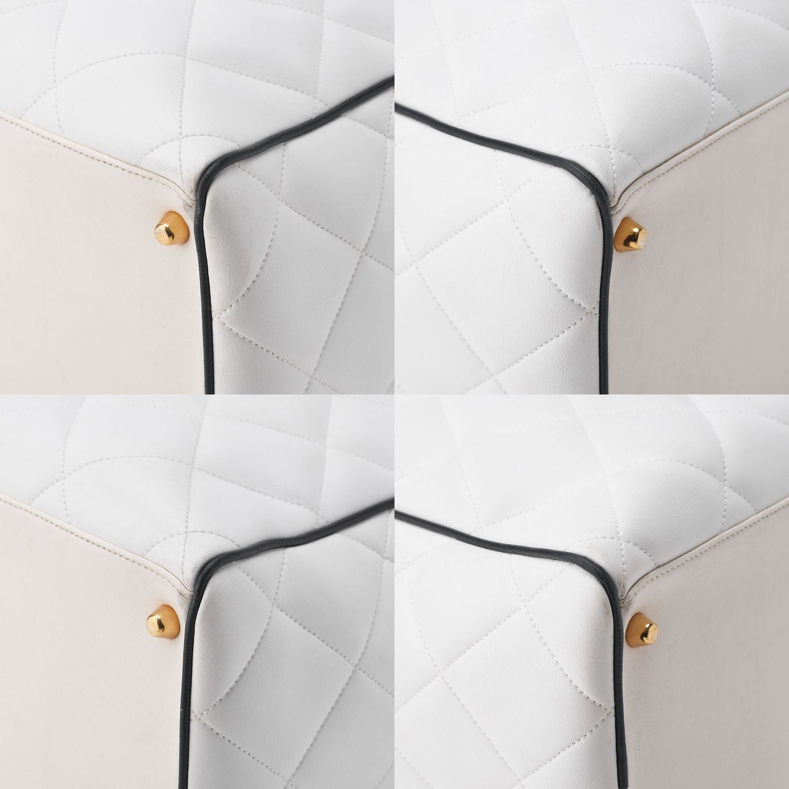 Chanel Handbag Boston Bag Calfskin Matelasse Sport Line Logo White And Black