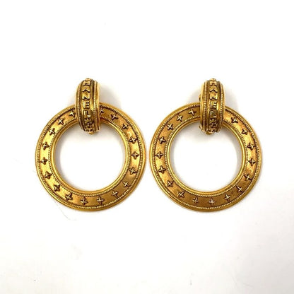 Chanel Logo Circle GP Gold Earrings Gold