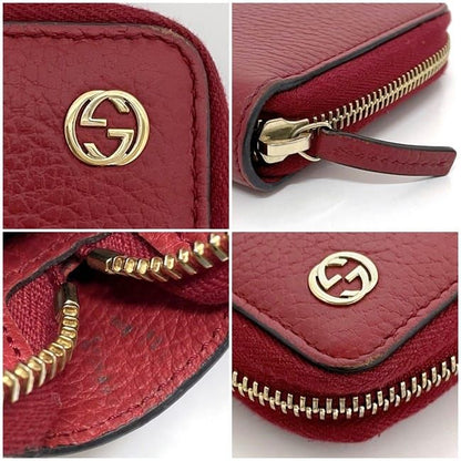 Gucci Round Zipper Wallet Red Interlocking 464884