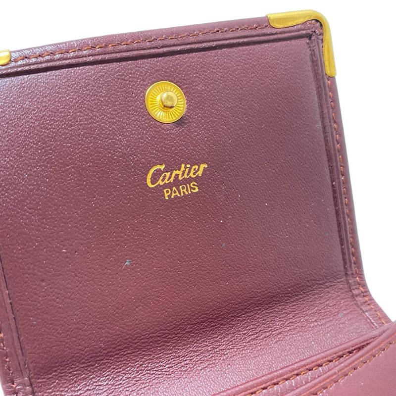 Cartier Coin Case Must Line Bordeaux And Gold Leather