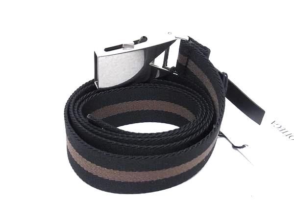 Bottega Veneta Canvas Silver Hardware Belt Men's Black And Brown Fl7597