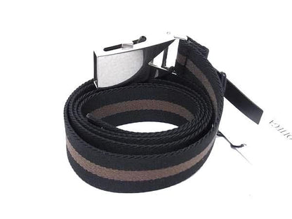 Bottega Veneta Canvas Silver Hardware Belt Men's Black And Brown Fl7597
