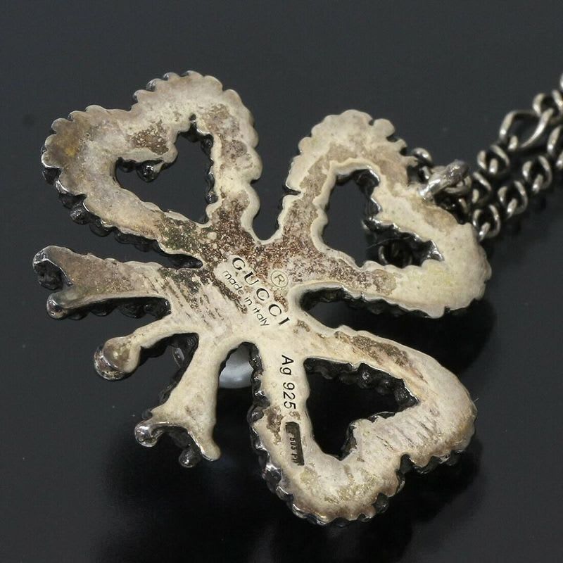 Gucci Clover Fake Pearl Design Necklace Pendant