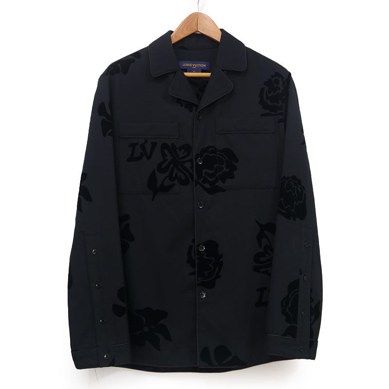Louis Vuitton Flower Flocked Pajama Shirt Size XS Black