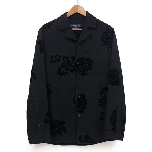Louis Vuitton Flower Flocked Pajama Shirt Size XS Black