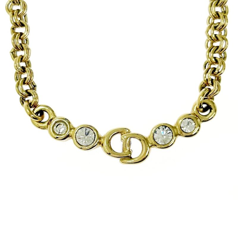 Christian Dior GP Rhinestone CD Logo Necklace Women 372433 Necklace