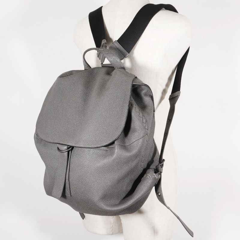 Bottega Veneta Bottega Veneta Intrecciato Calf Gray Unisex Backpack/daypack