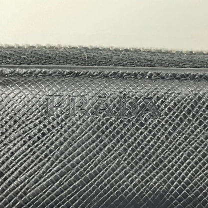 Prada Saffiano Leather Round Zipper Long Wallet Long Wallet Black Made In Italy